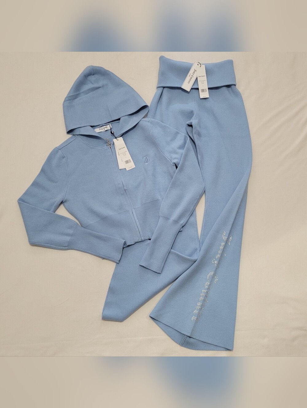 Juicy Couture Frosted Big Bling Knit Hoodie & Foldover Flare Pants - S - Picture 2 of 7